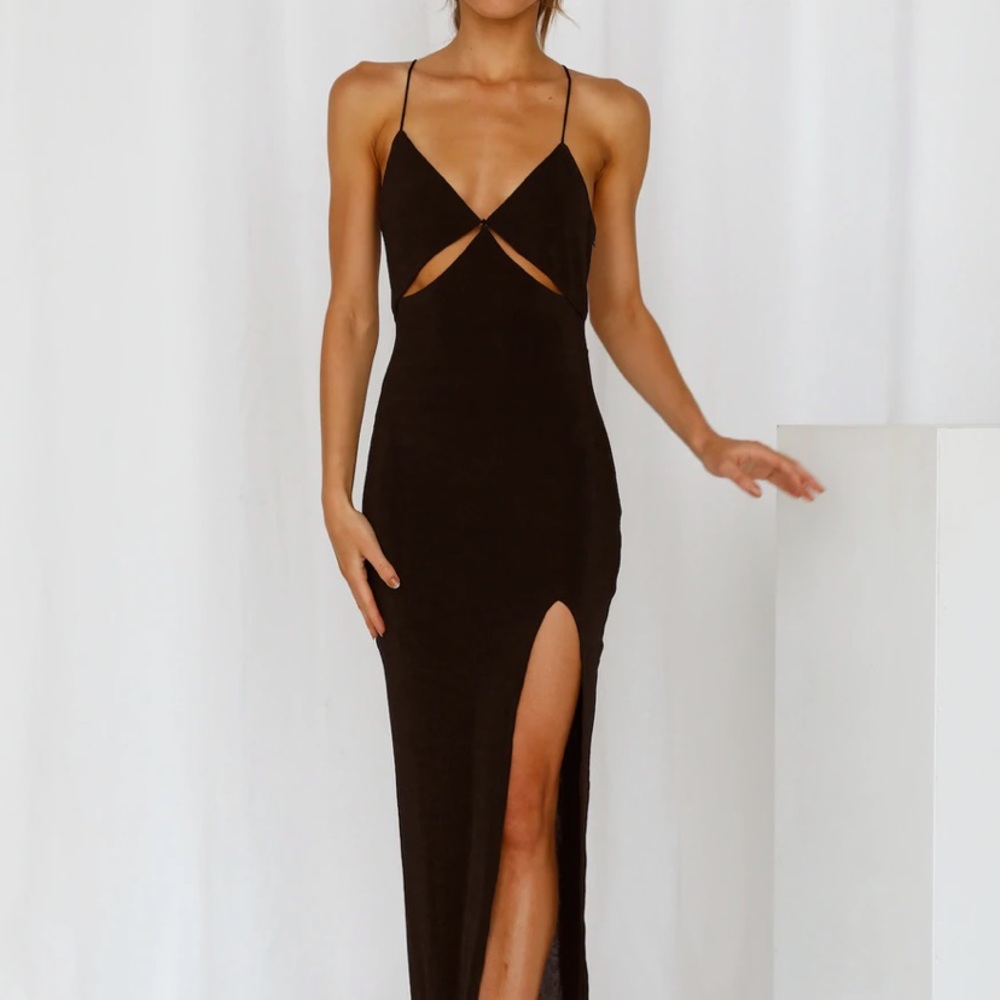 Hello Molly Cold Brew Black Maxi Dress